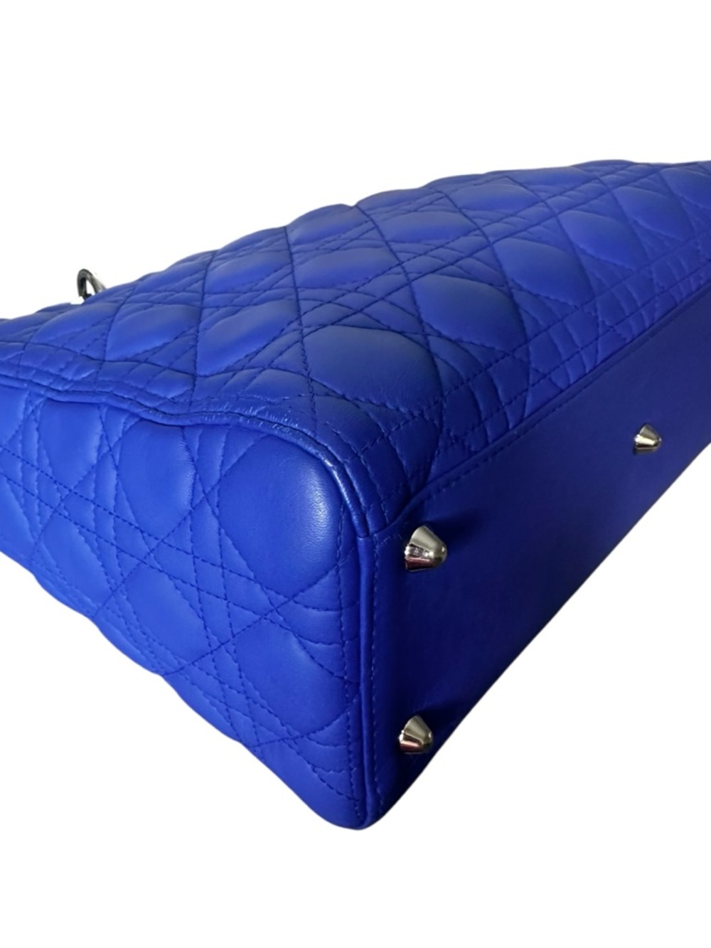 18-26 Preloved Christian Dior’s Lady Dior Cobalt Blue Lambskin Leather, Large - Picture 8 of 13